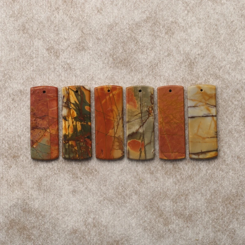 

6pcs Women's Natural Multi-Color Picasso Jasper Semicircle Earring Beads Jewelry Making Accessories 34x13x3mm 22g