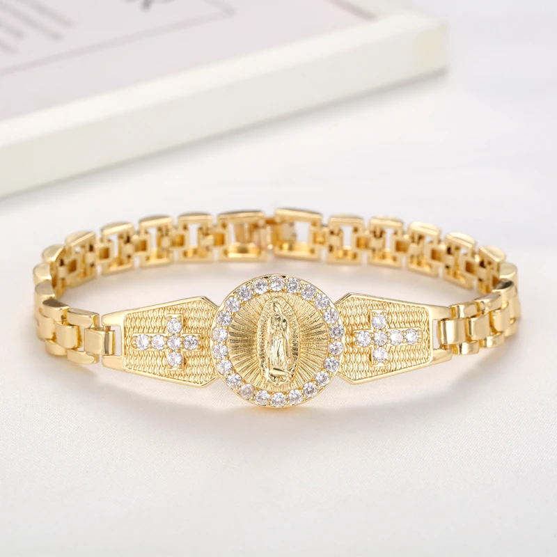 Sally's Paradise Religion Jewelry Virgin Mary New Popular High Quality Zircon Bracelets for Men and Women Gift L3005