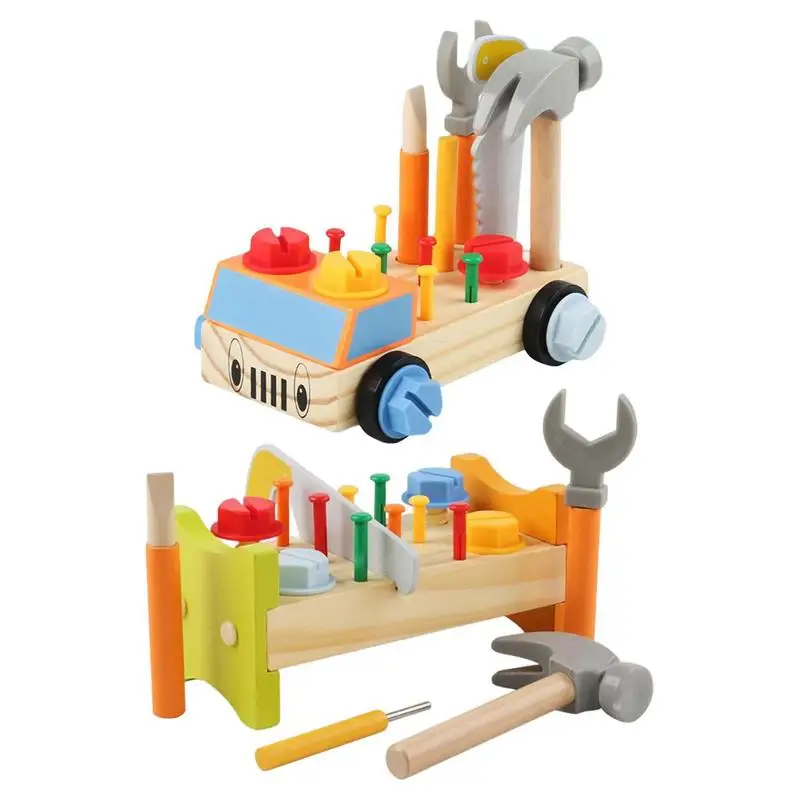 

Pretend Play Wooden Tool Bench Set Educational Montessori Preschool Learning Sensory Toys Parent-child Interactive Toy For Kids