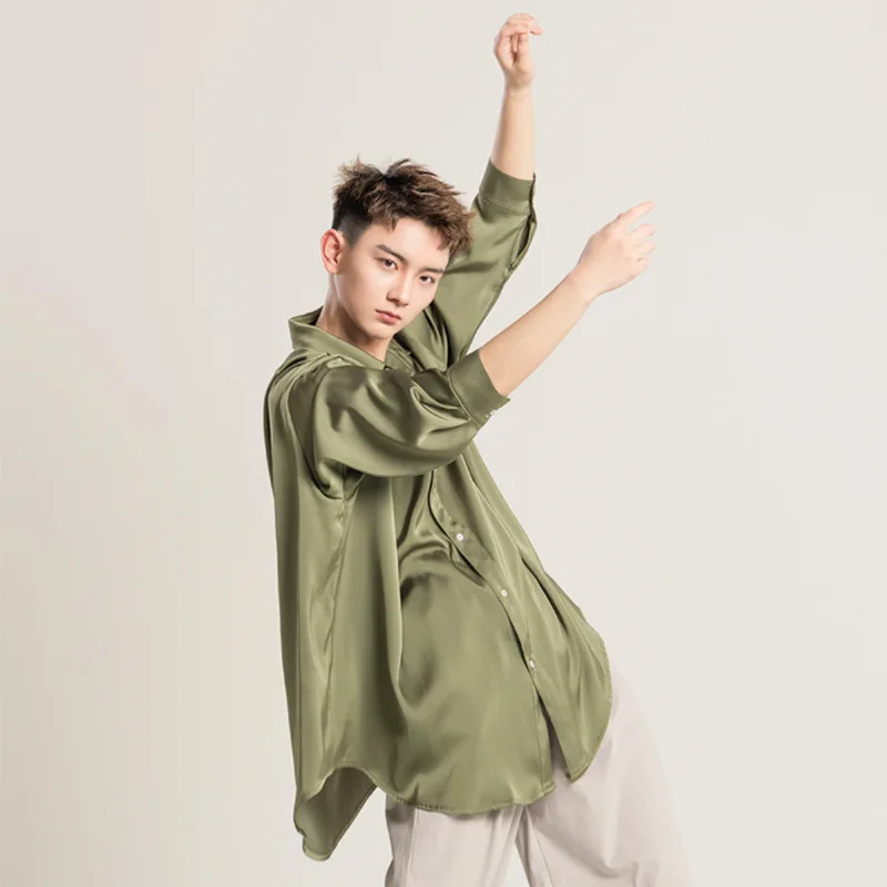 Men's cardigan jazz dance wear modern dance shirt practice wear men and women loose tops elegant long-sleeved shirt dance wear