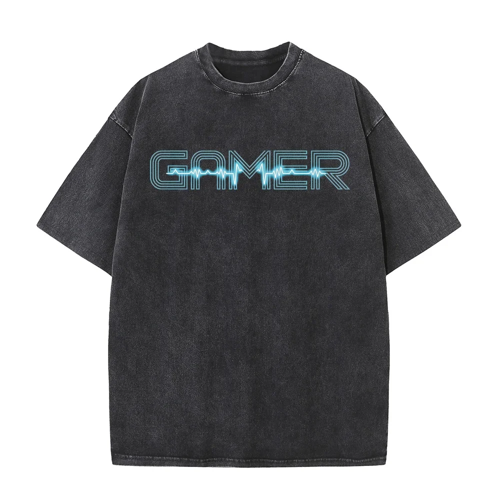 Cool Gamer Heartbeat Video Games T-Shirt T Shirt Men High Quality Short Sleeve Tee Duck Text Women Humor Casual Funny Quote