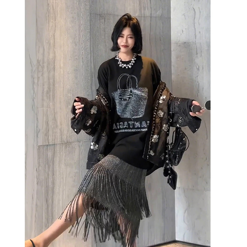 

Мода 25, Новое поступление, летняя женская повседневная свободная юбка трапециевидной формы с высокой талией, юбка до середины икры с кисточками, плиссированные юбки хорошего качества T121