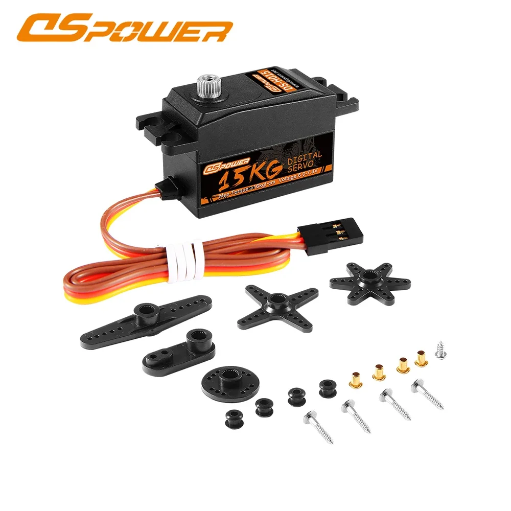 DSPOWER 15KG 180 ° /300 °   Metal Gear Digital Servo a basso profilo Corpo corto per 1/8 1/10 RC Auto Barca Elicottero Aereo Robot Parte