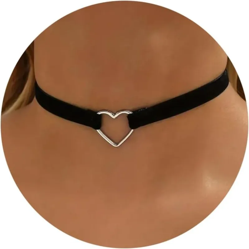 Schwarze Halsketten für Frauen, verstellbare mehrlagige Samt-Leder-Spitzenkragen-Choker-Halsketten, Goth-Schmuckgeschenke.