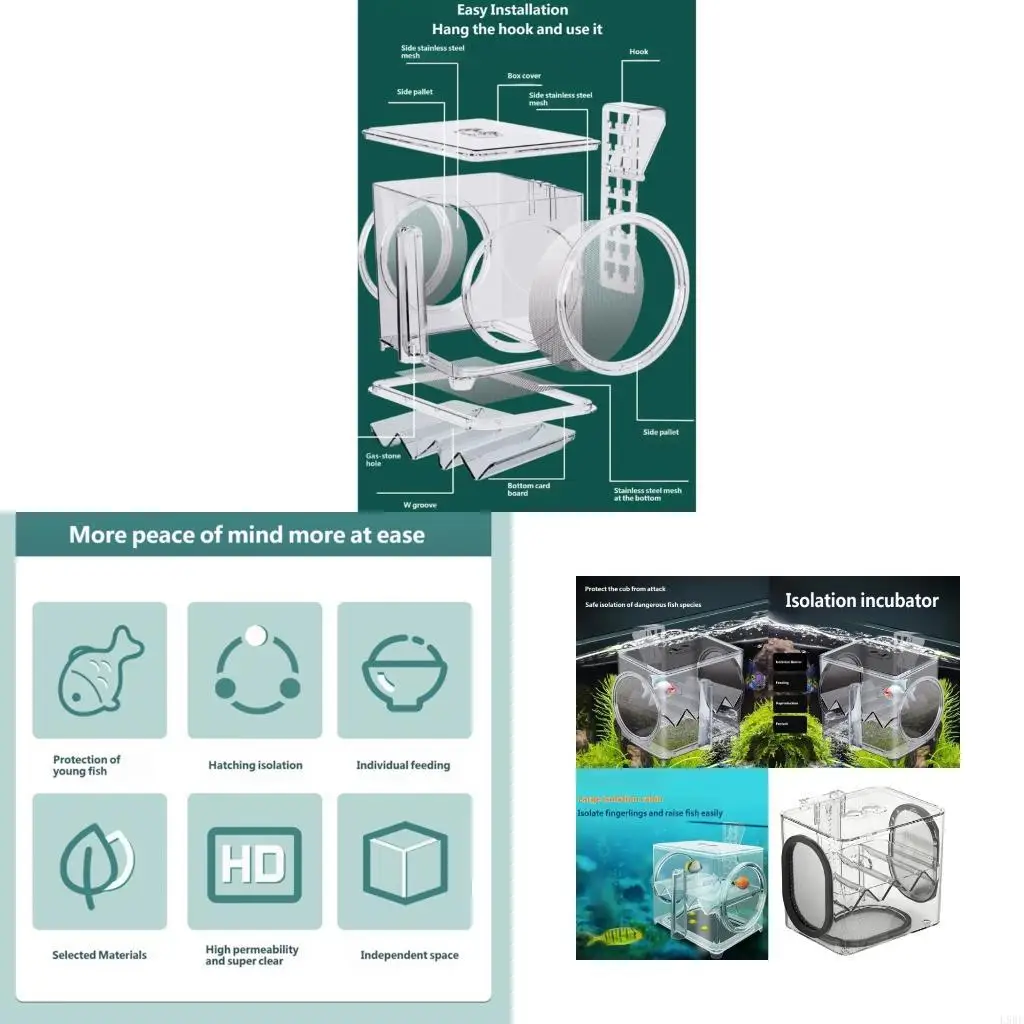 L9BE Fish Breeder Box with View-Through Acrylic Shell for Fry Care Use