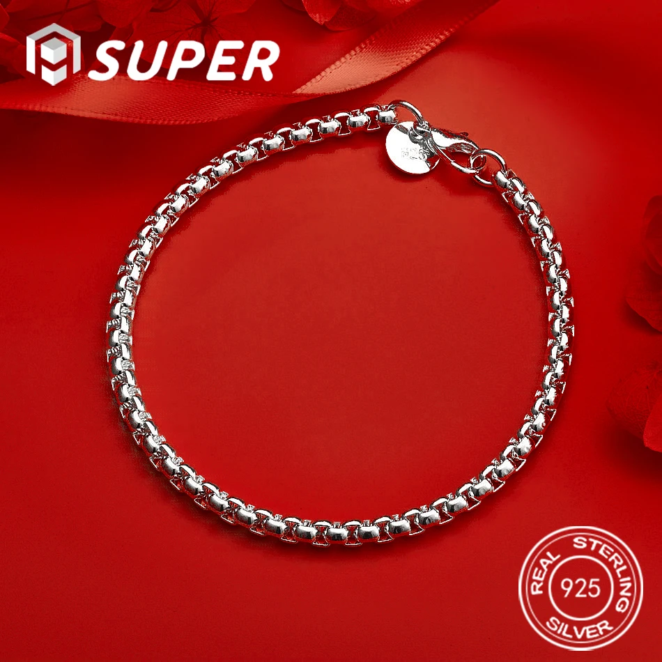 

ALISuper 925 sterling silver exquisite square bracelet fashionable men's and women's hip-hop accessories party jewelry