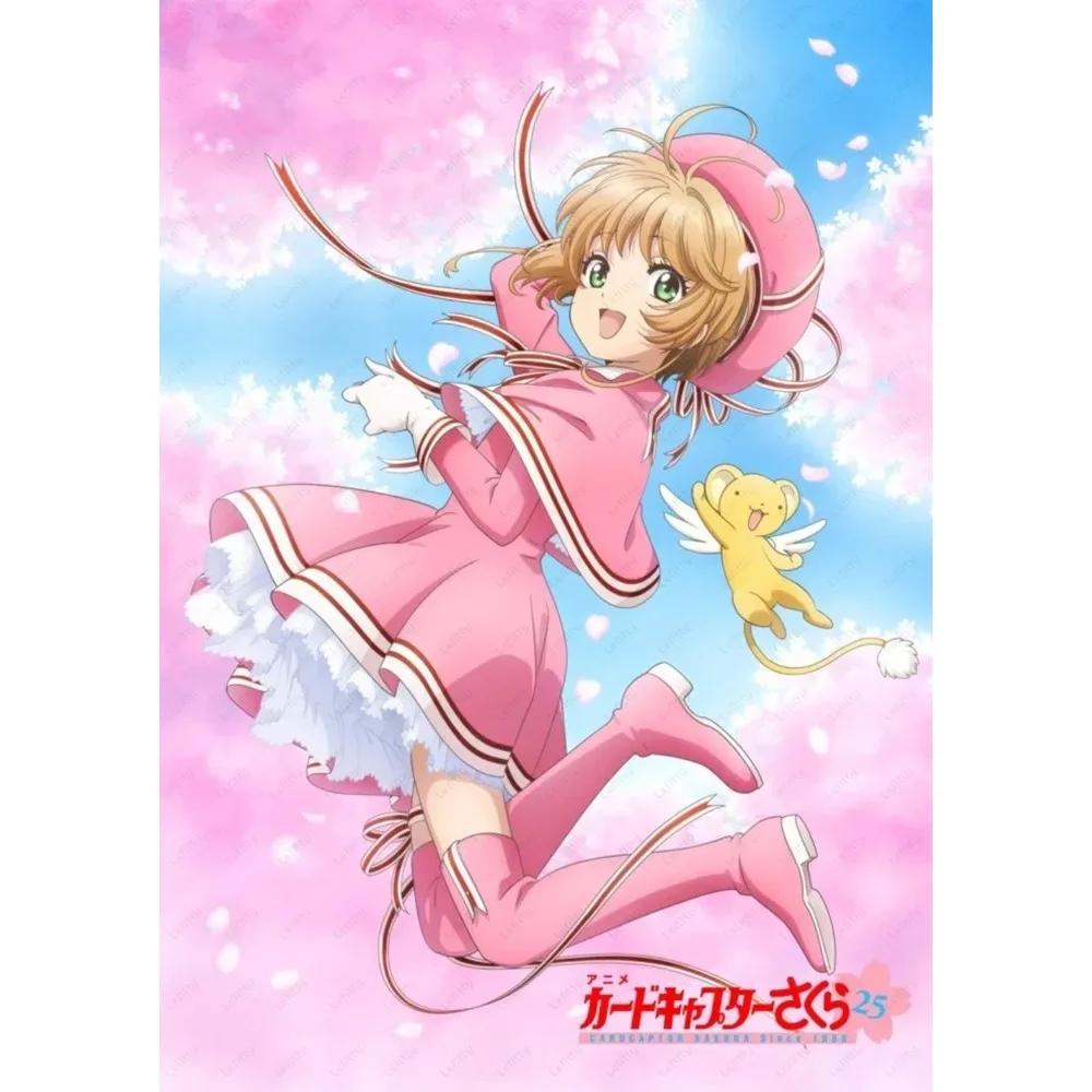 C-Card CaptorS S-Sakura Kawaii Pink Girl Poster Sticky Wall Art Printing Wasserdicht Home Living Bed Room Bar Ästhetisches Dekor – Detail 7