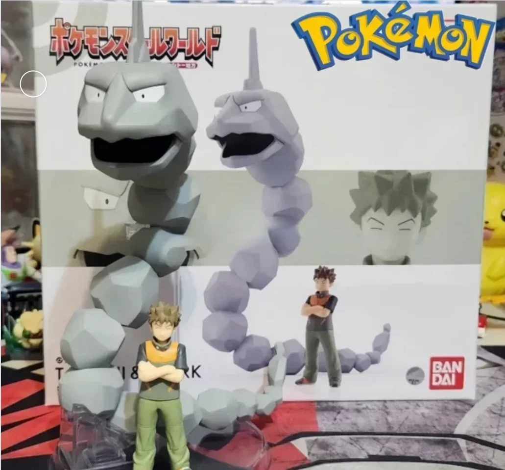 Bandai Original Shokugan POKEMON Scale World Kanto Region Brock Onix Anime Figure Toys for Kids Gift Collectible Model Ornaments