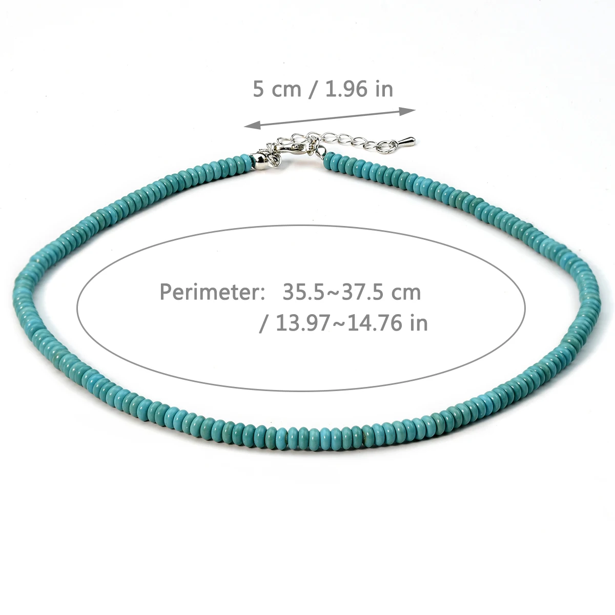 Vintage Natural Blue Turquoise Round Bead Necklace Bohemian Women\'s Design Choker Chain Handmade Jewelry Accessories
