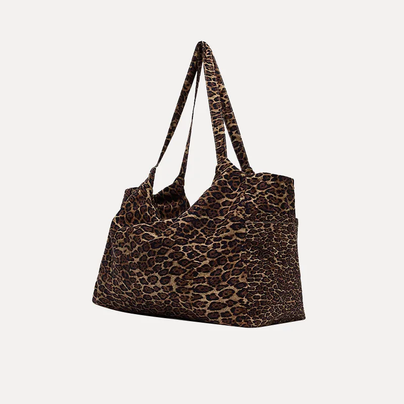 

Fashionable Canvas Tote Bag Large Capacity Beach Bag Daily Travel Handbag New Leopard Print Women's Shoulder Bags