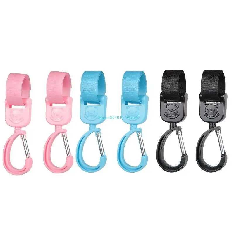 

T3LD 2 Pcs Baby Stroller Hooks 360 Degree Rotate Adjustable Stroller Accessories
