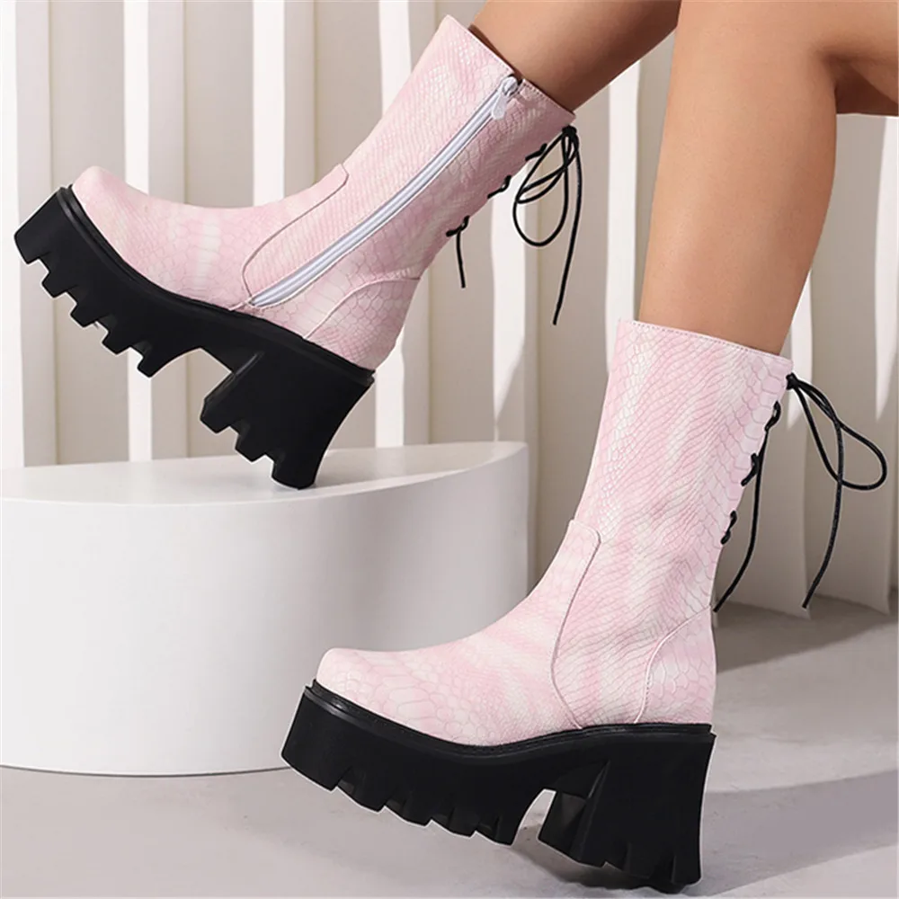 2024 Gothic Punk Fashion Women Ankle boots Wedges High Heels Platform Ankle boots Female Street Cosplay Autumn Winter Shoes