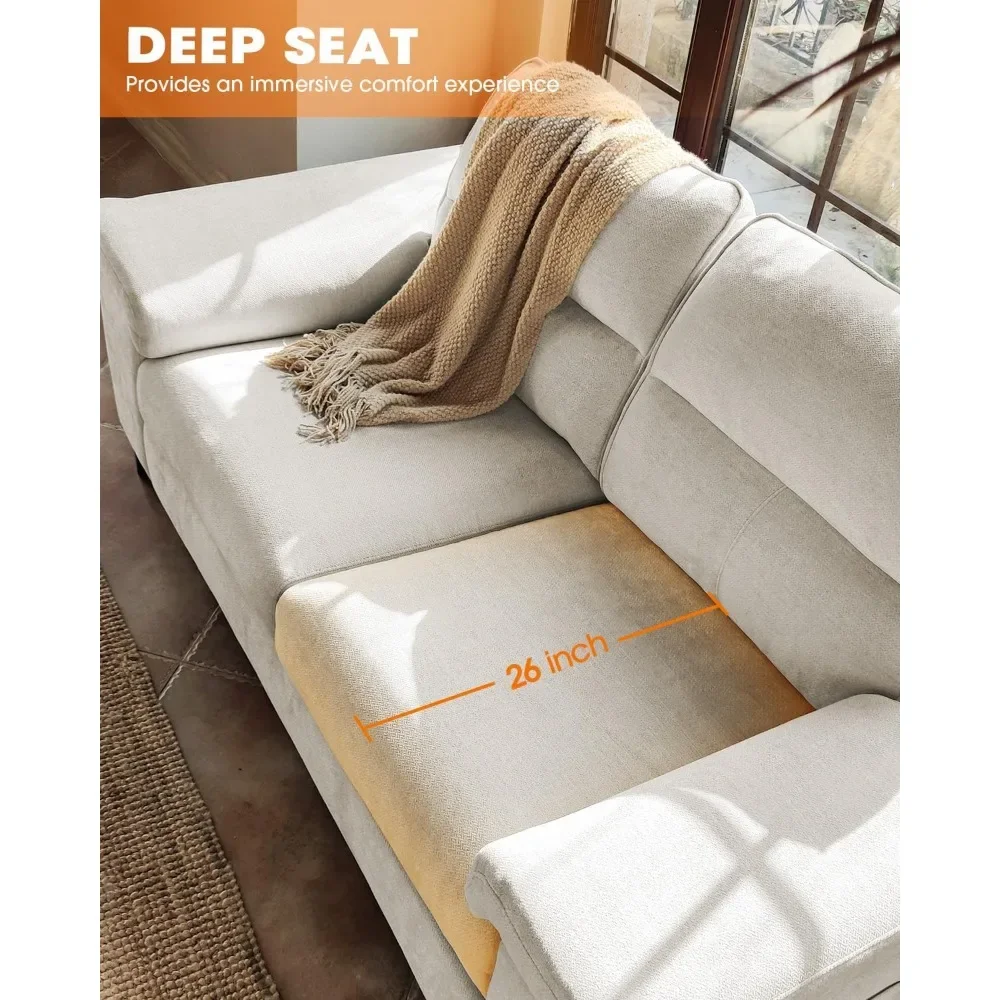 "Sofá contemporáneo de 2 plazas con asiento profundo, cojín de 8 pulgadas y reposabrazos convertible para comodidad en la sala de estar"