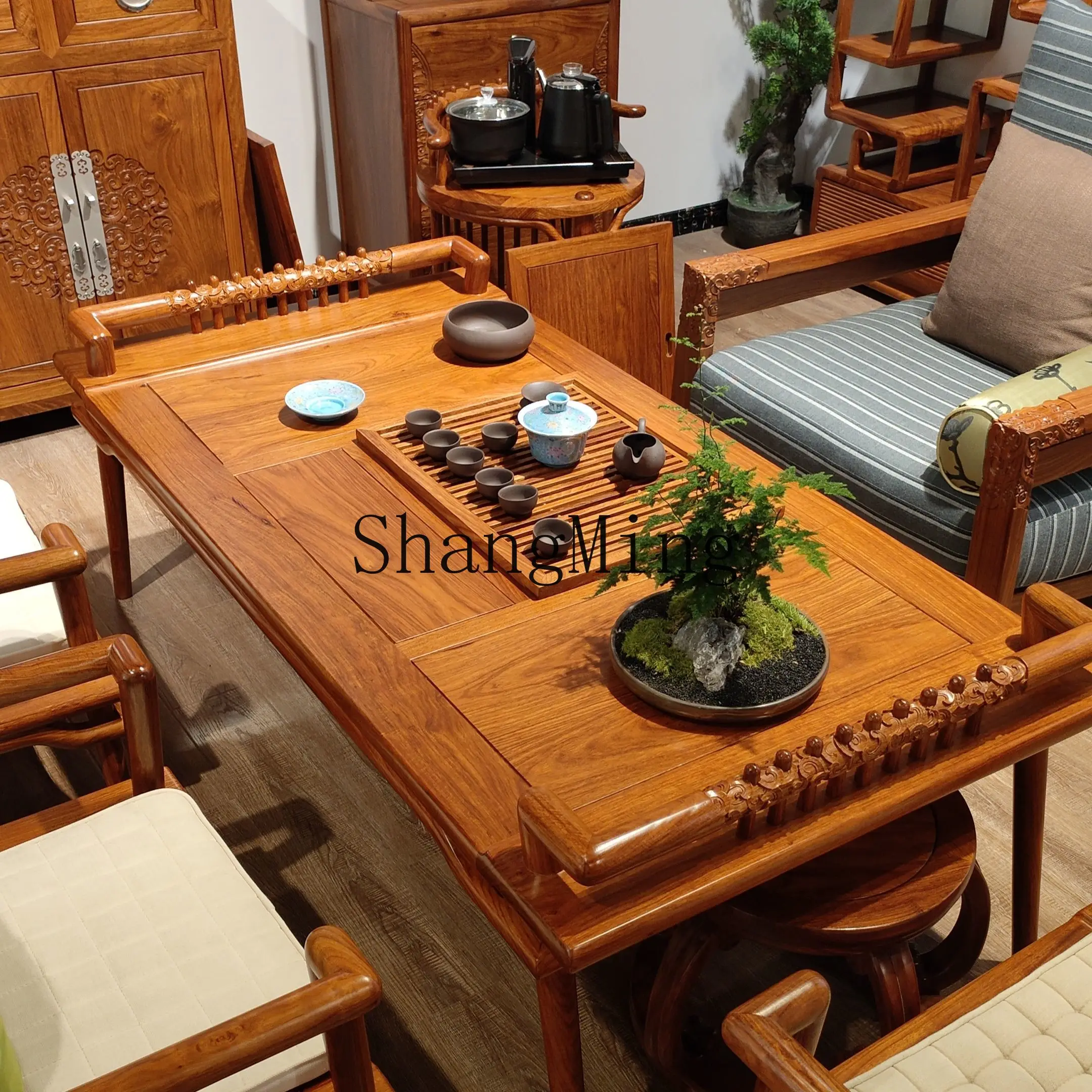 

CL mahogany new Chinese tea table hedgehog red sandalwood Su Li Kyocera furniture rosewood kung fu golden bottle tea table