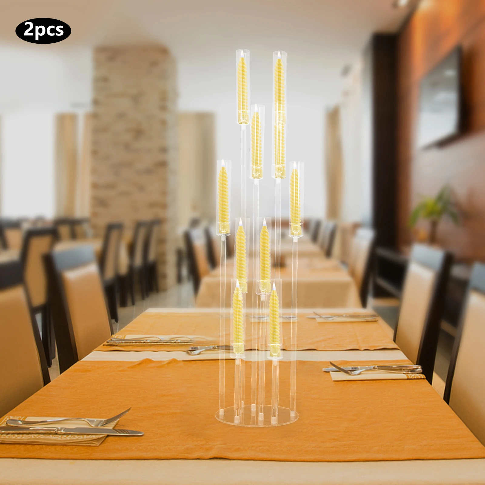 

2pcs Acrylic Candle Holder with 10 Candle Shades, Freestanding Decorative Candle Holder Romantic Atmosphere Maker