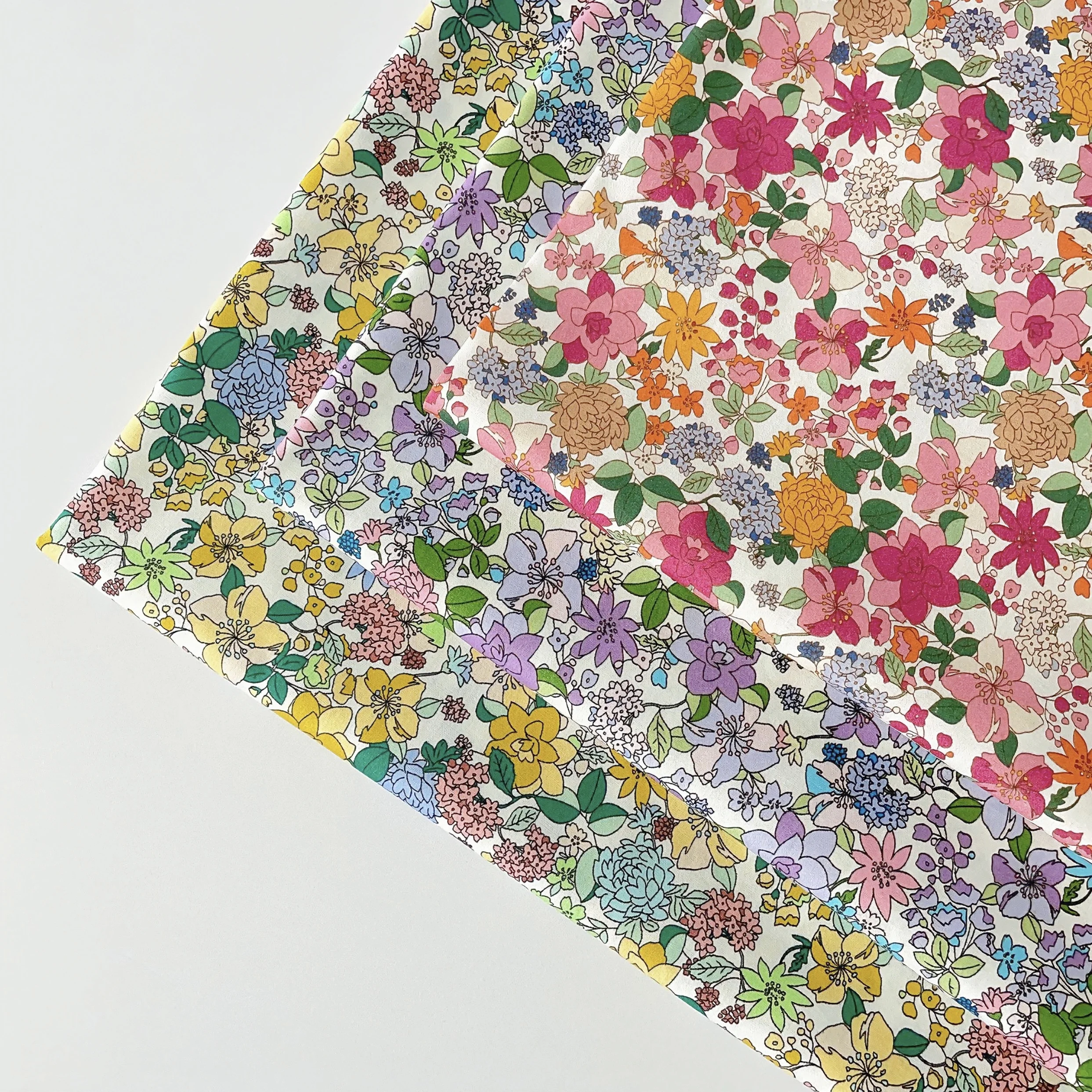 Soft Colorful Floral Printed 100% Cotton Fabric Very Suitable for Children's Clothing Dress DIY Sewing Handicraft Project Desig