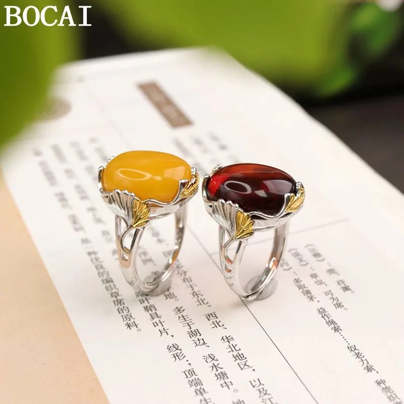 bocai-nouvelle-collection-de-bijoux-en-argent-pur-s925-ensemble-simple-et-elegant-avec-anneau-en-ambre-de-cire-d'abeille-et-feuille-de-ginkgo-cadeau-selectionne-pour-femmes