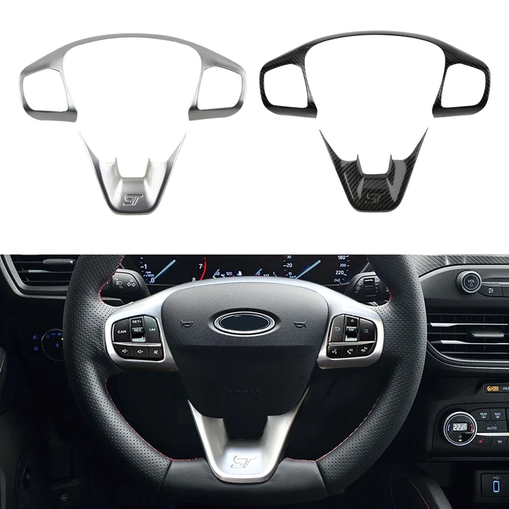 For ford Focus 2019 2020 MK4 Fiesta MK8 2017 2018 2019 ABS Interior Steering Wheel Cover Trims Stickers Accessories Car-Styling