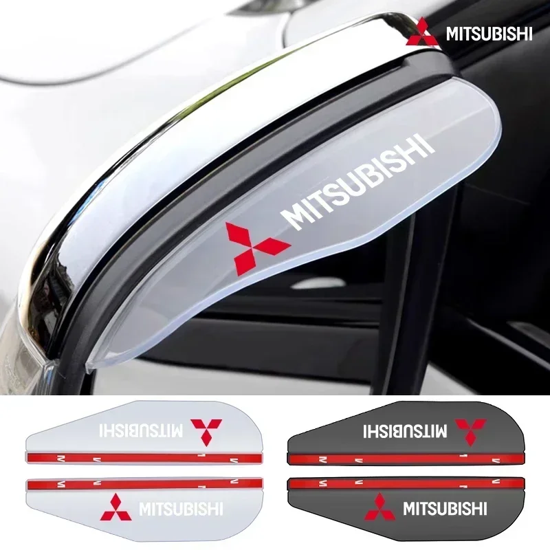 2pcs Car Rearview Mirror Rain Eyebrow Carbon Fiber Sun Visor For Mitsubishi Outlander Pajero Sport Lancer EX ASX L200 Eclipse