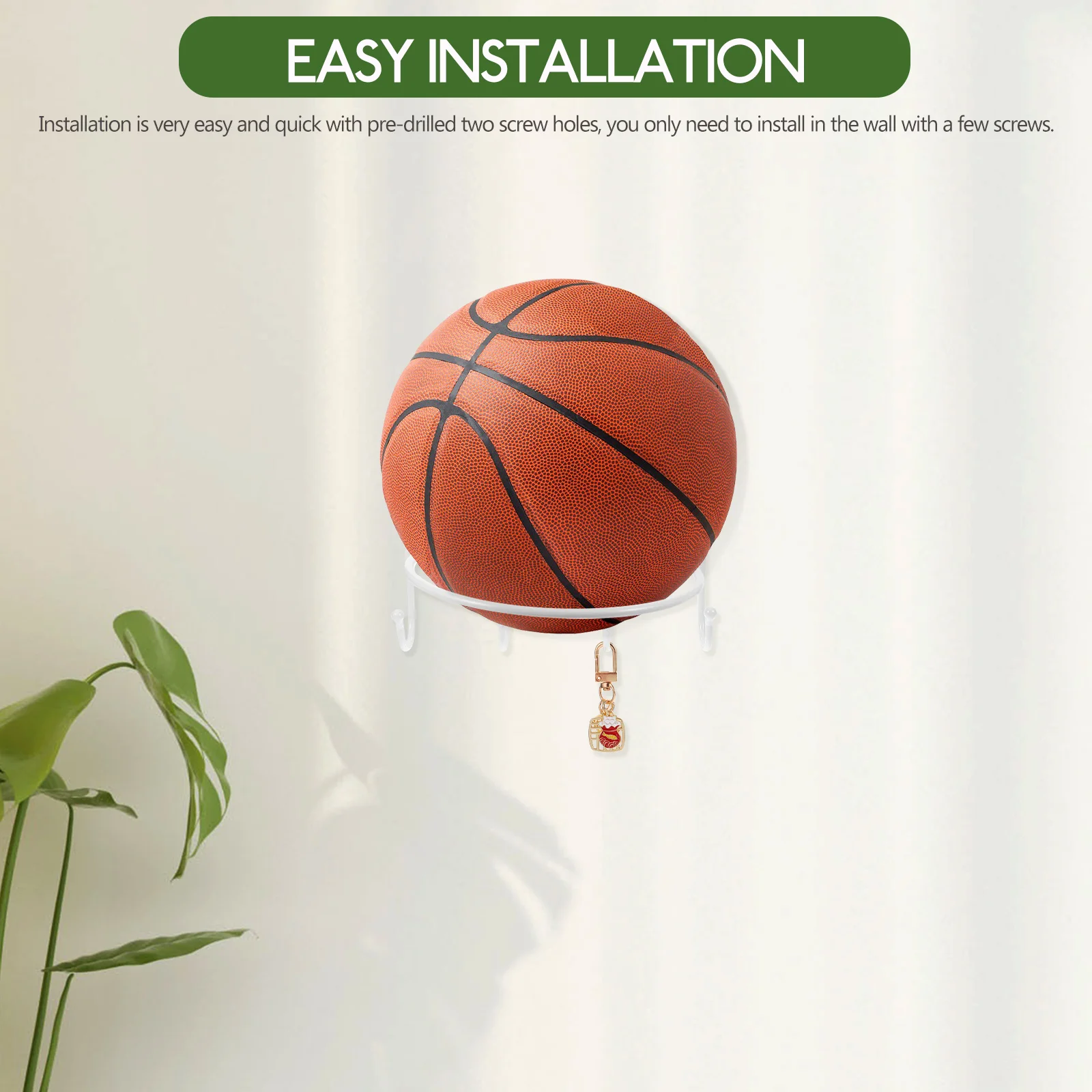 バスケットボール収納 3 フックサッカー鉄素材壁マウントホームジム頑丈なボールチーム