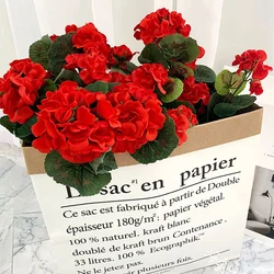 Cespugli di geranio artificiale e rododendro all'aperto, fiori artificiali resistenti ai raggi UV di alta qualità, decorazioni per la casa e il giardino