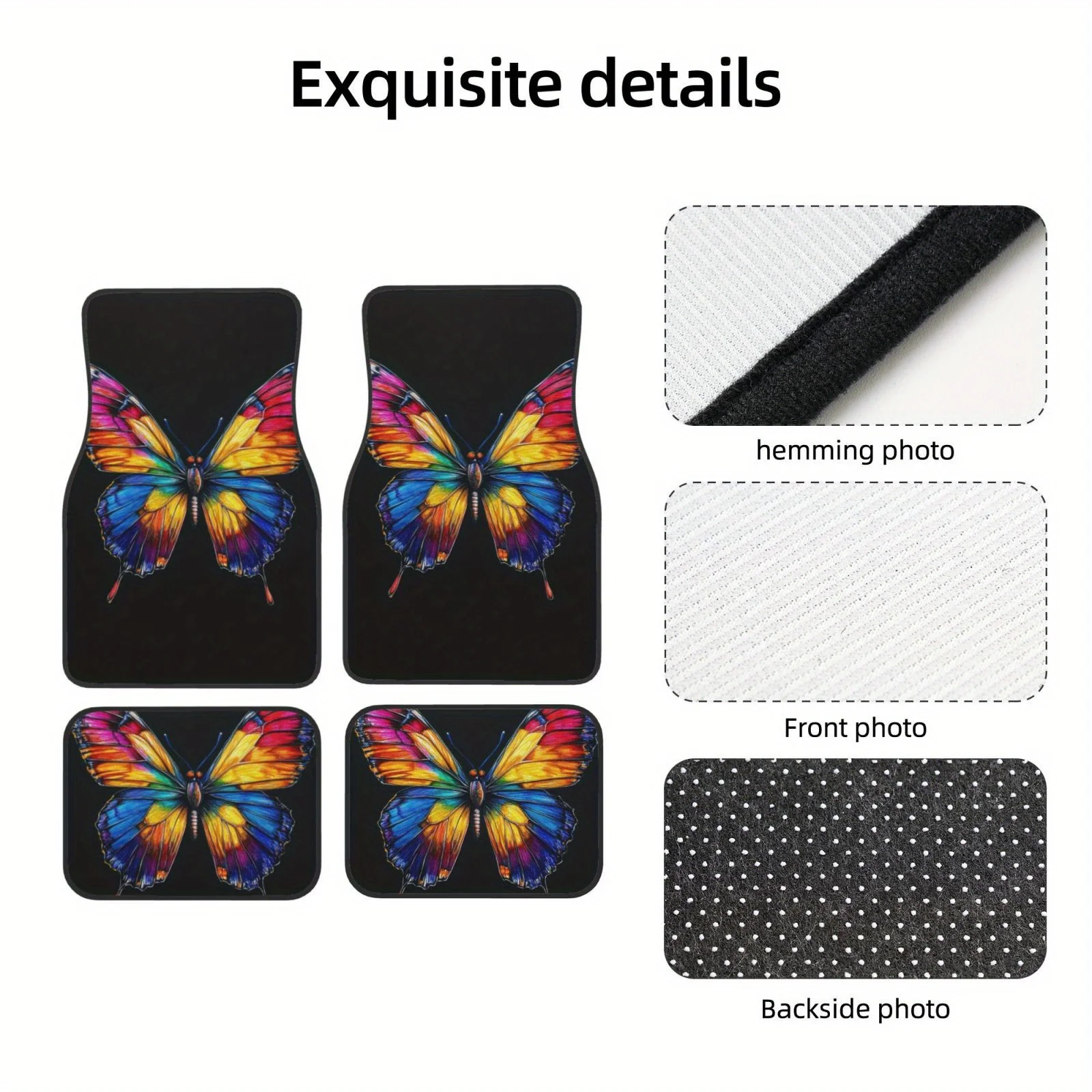 4pcs Set Of Car Floor Mats, Simple Print Design, High-density, Durable And Easy To Clean, Suitable All Seasons, Easy Installati