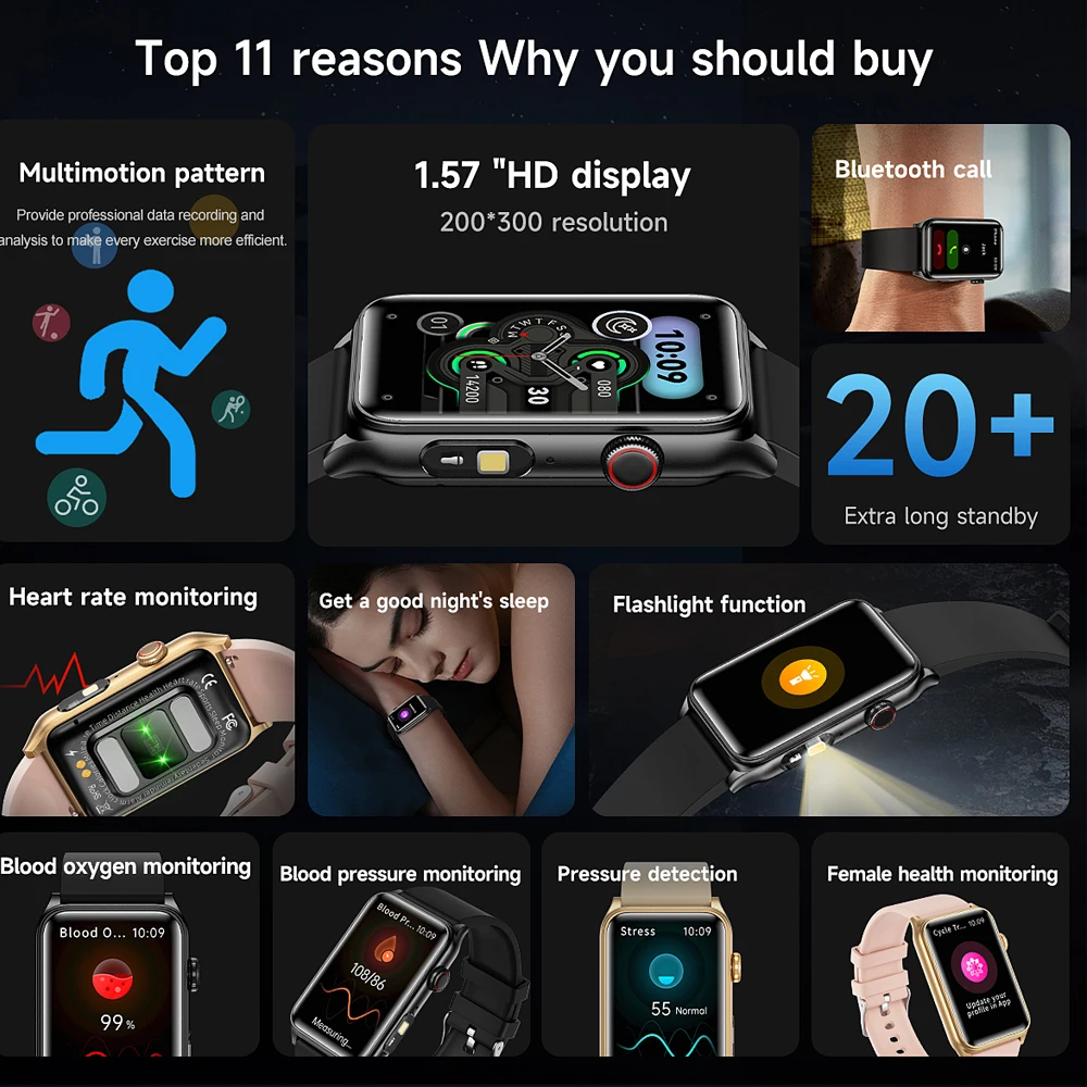 2025 New Nursing Grade Smart Watch Women Blood Pressure Temperature Monitoring Bluetooth Call Smartwatch Men For Android iOS