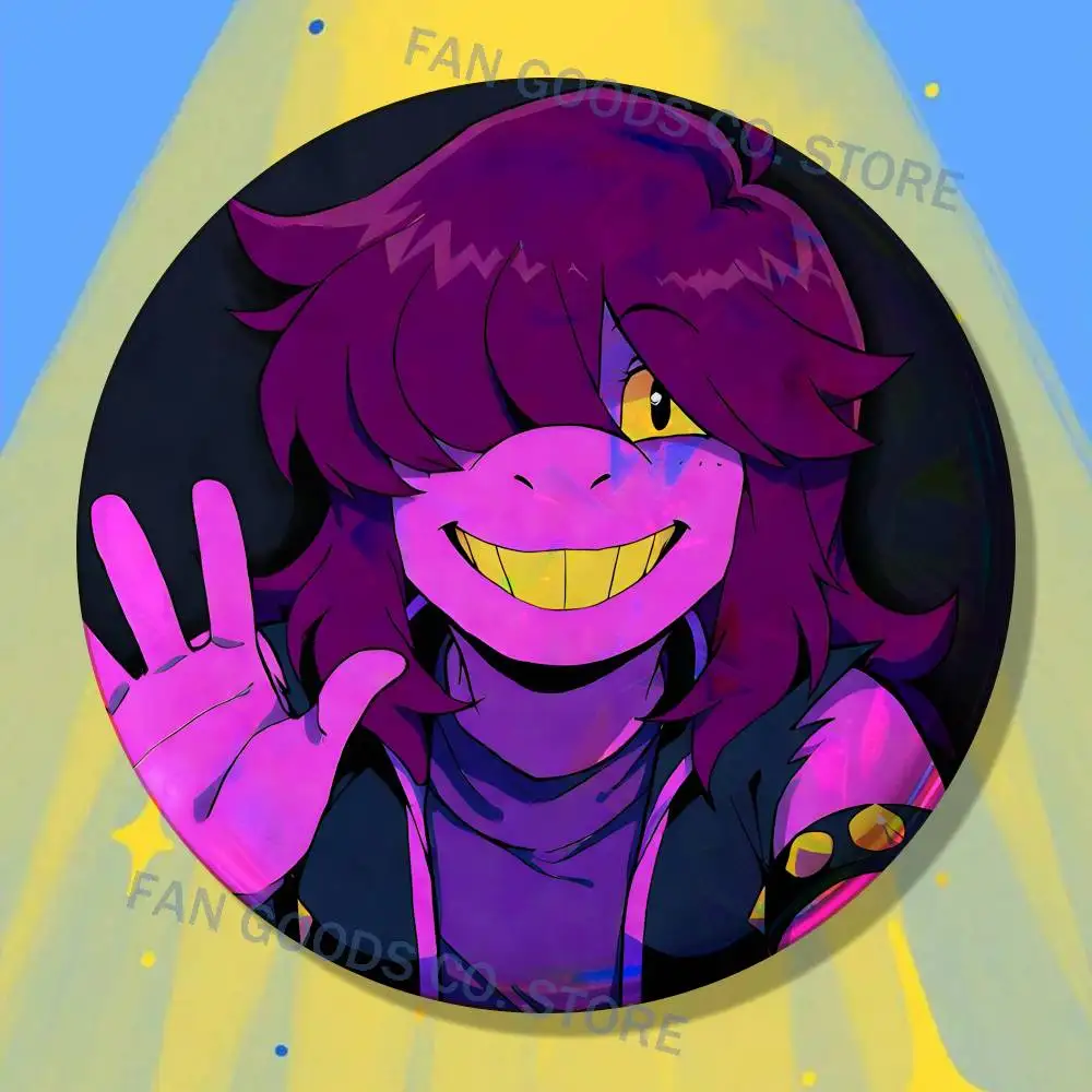 Susie D-Deltarune Enamel Pins Funny Cartoon Characters Badge Fashion Jewelry Accessories Round Snap-in Brooch on Backpack