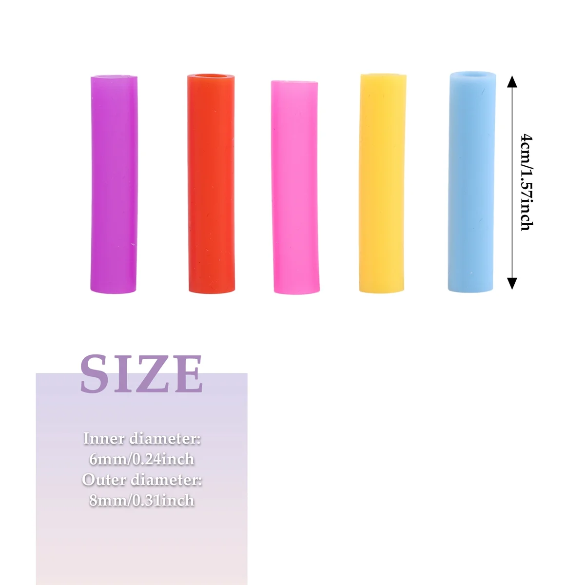 10pcs Assorted Colors Reusable Silicone Straws Tips Covers for 0.24inch 6mm Stainless Steel Drinking Straw