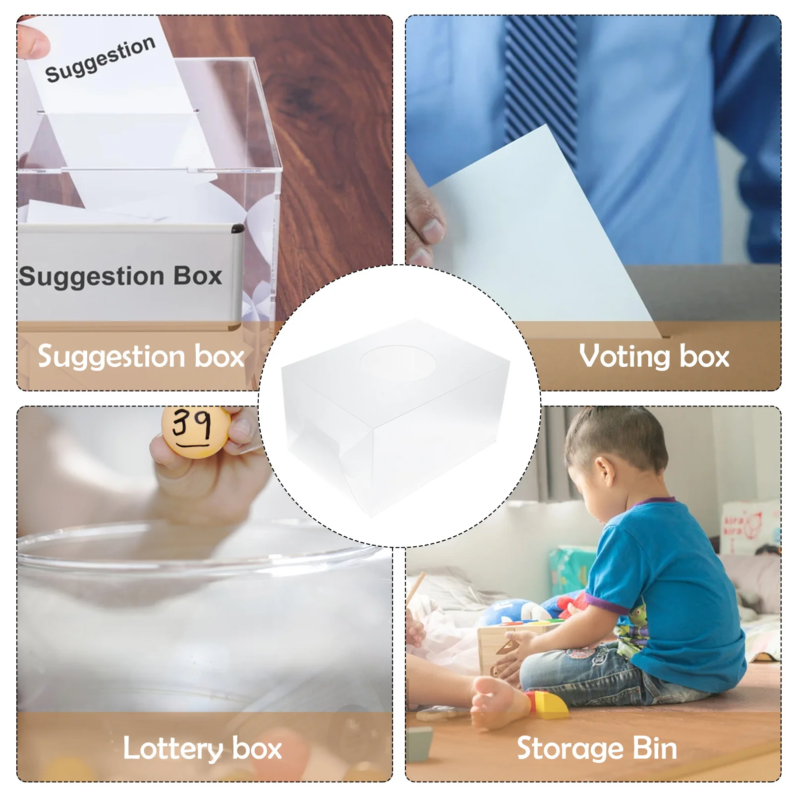 

2Pcs Transparent Acrylic Lottery Box Large Capacity Promotional Company Annual Meeting Polling Storage Container