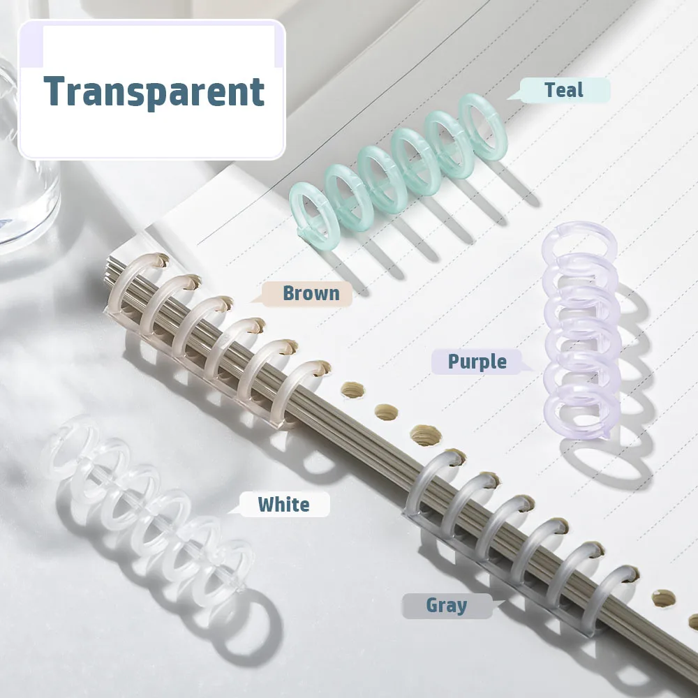 10 Stuks 6-Hole Plastic Losbladige Binding Ring Losbladige Transparante Diy Afneembare Spiraal Spoel Ring Notebook Boek Binding