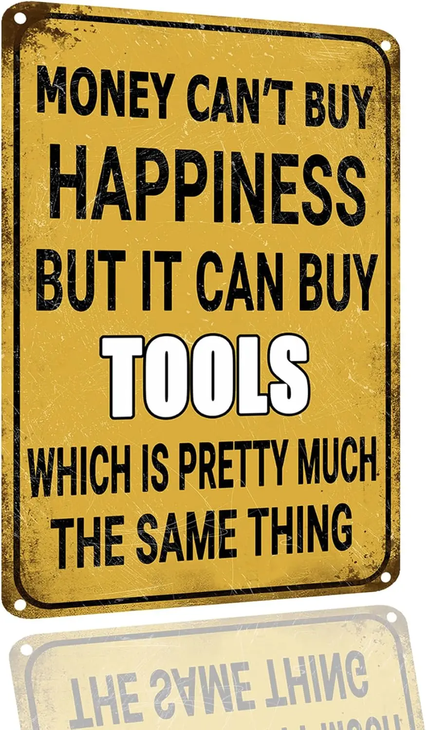Funny Metal Tin Sign Money Cant Buy Happiness But It Can Buy Tools Signs,Sarcastic Tin Sign Garage Wall Art Decor For Toolhouse