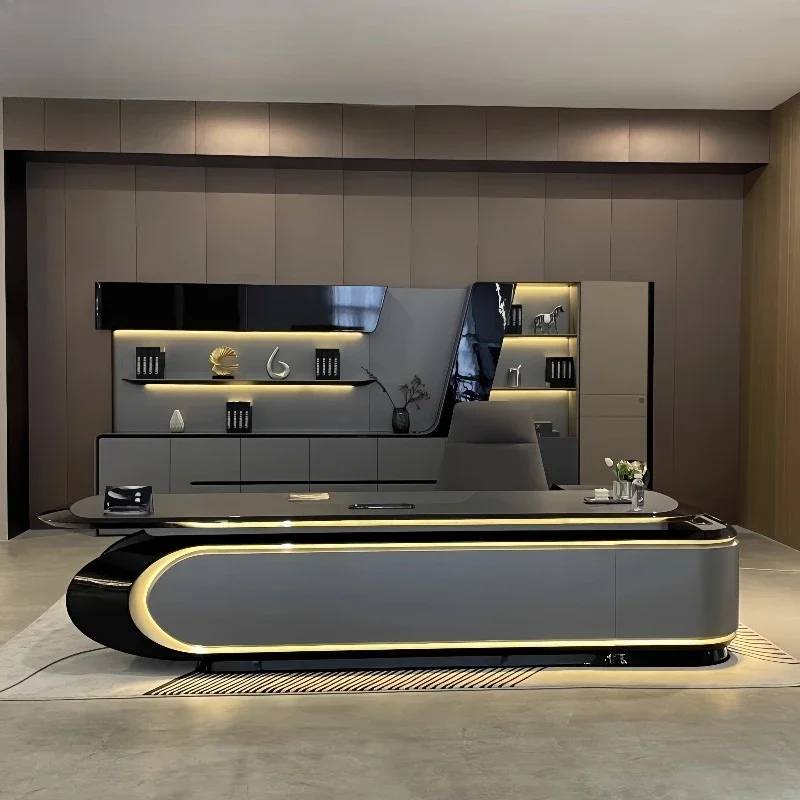 Luxury Combination Computer Desks Organizer Floor Design Secretary Modern Office Desk Wood Work Boss Escritorio Desk Furniture