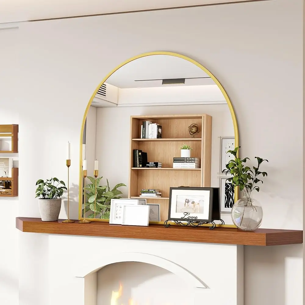 

Arched Wall Mirror, 31 X 32 H Arch Bathroom Mirror, Wall Mounted Vanity Mirror With Arch Metal Frame, Modern Bathroom Vanity