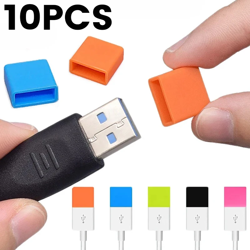 10/1Pcs USB Male Dust Plug Silicone Stopper Cap for Charging Extension Transfer Data Line Cable USB Protector Anti-Dust Cover
