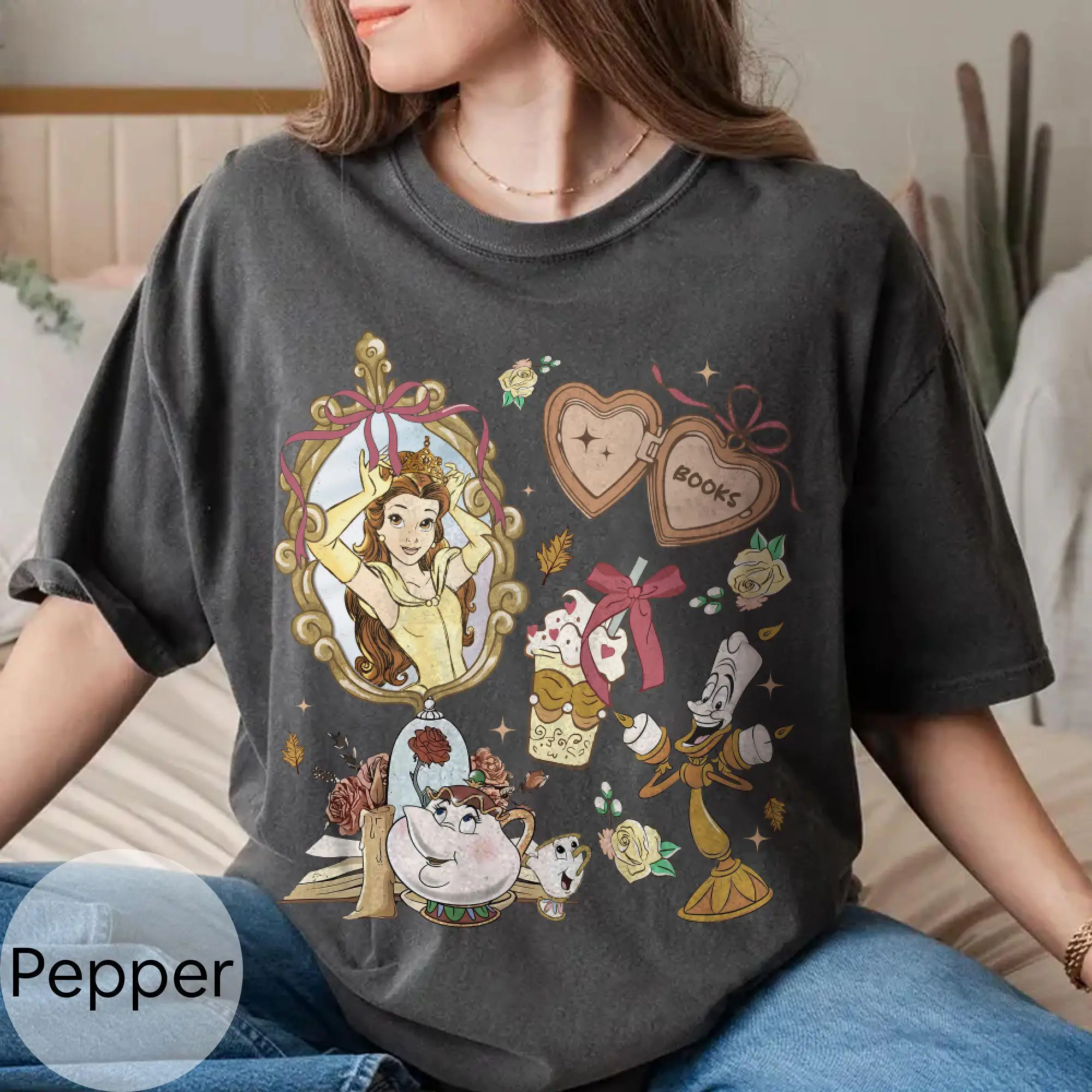 

Рубашка Coquette Disney Belle Princess Once Upon A Time, футболка «Красавица и чудовище», футболка для любителей книг, рубашка для поездки для девочек Disney