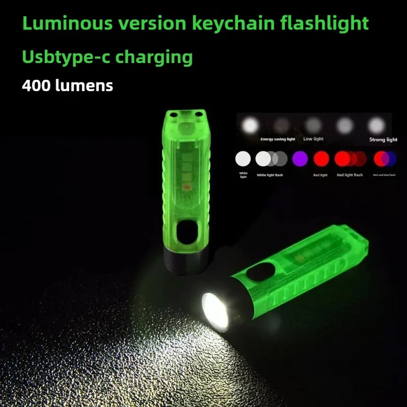 Outdoor LED Mini fluorescerend sleutelhangerlicht - oplaadbaar, magnetisch waarschuwingslampje, draagbare superheldere zaklamp