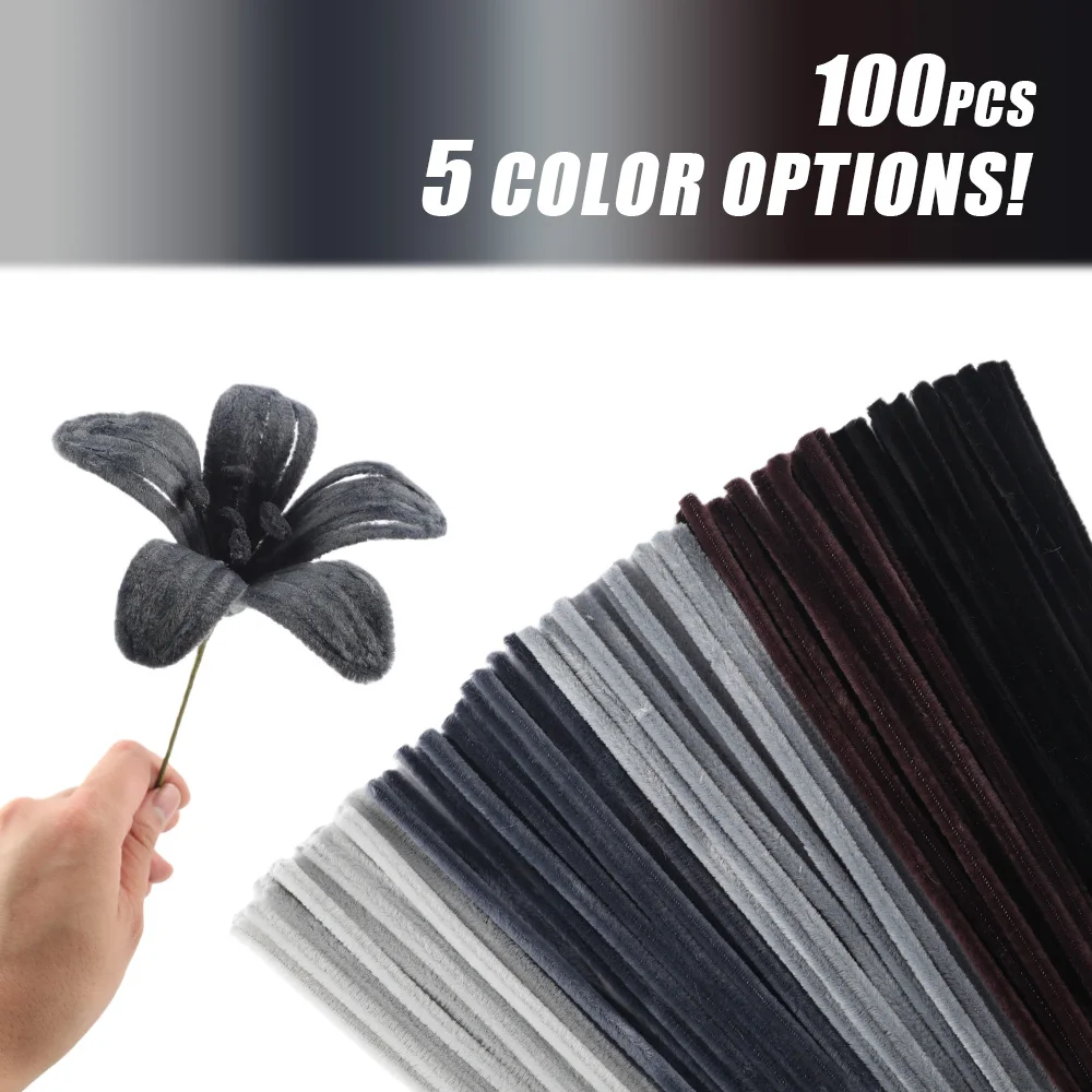 100 Pcs Black Pipe Cleaners,Pipe Cleaners for Crafts,Pipe Cleaner Crafts,Chenille Stems for Craft DIY Arts&Crafts Supplies