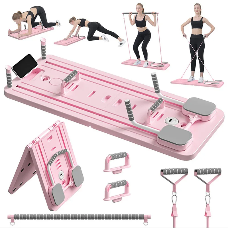 Multi-Functional Portable Pilates Board Foldable Gym Exercise Equipment Home Workout 8 in 1 Pilates Reformer Board