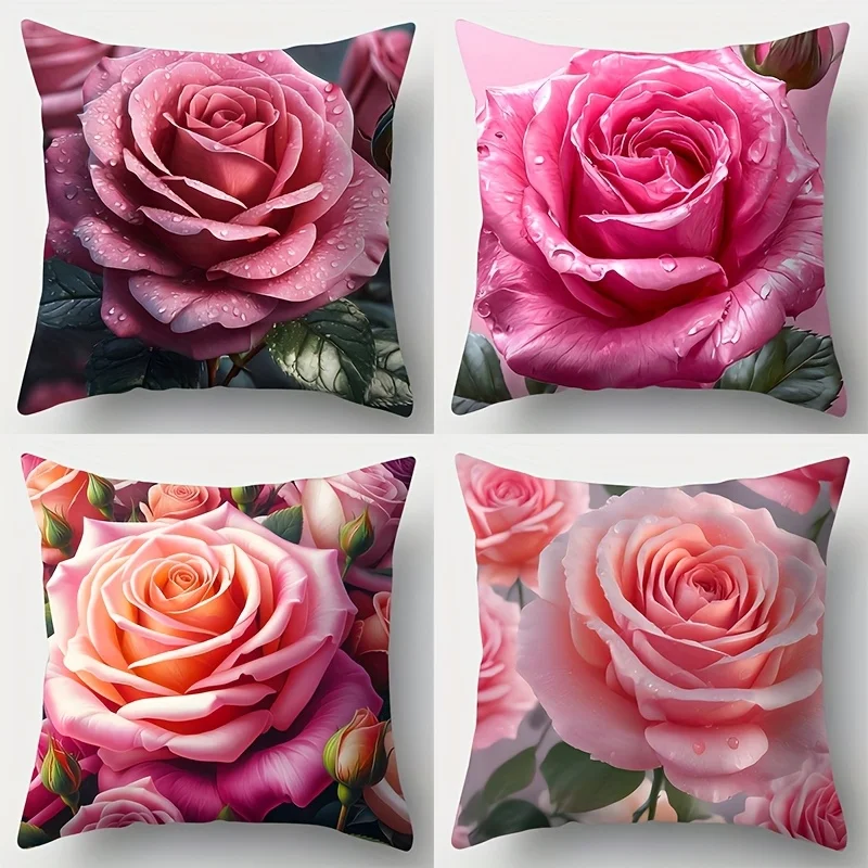 4piece printed pillowcase set,modern style single-sided print zipper closure,home decor for living room sofa insert not included