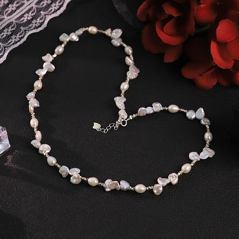 

GLSEEVO Natural Freshwater Baroque Pearl Necklace for Women Wedding Bridal Engagement White Pearl Choker Dainty Jewelry
