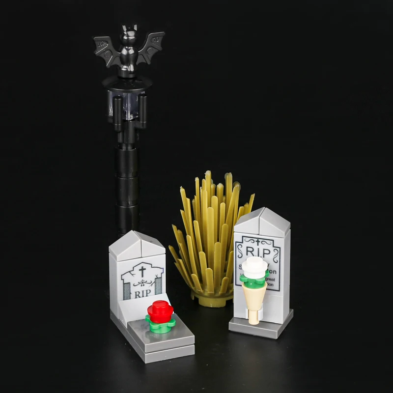 City Halloween Series Building Blocks Street View Tombstone Cemetery Skeleton Pumpkin Ghost Bat Snake Accessories DIY Bricks Toy