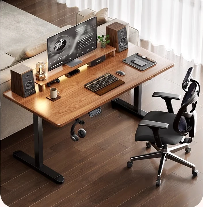 Solid wood electric lifting desk, computer desk, household intelligent lifting esports , learning office , work