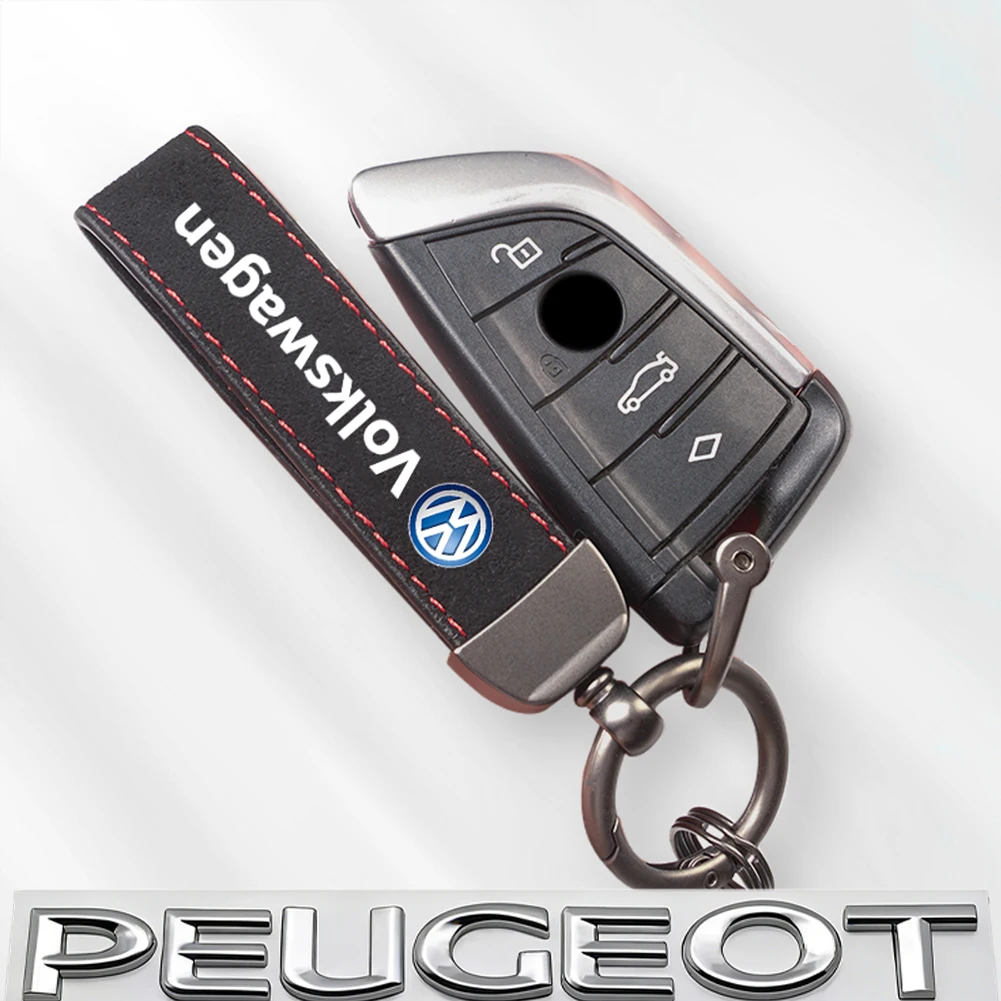 Car Key Chain Suede Keyring Auto Interiors Accessories For VW Golf T‑Roc Tiguan Polo Passat T‑Cross Taigo ID.4 ID.7 Atlas MK7 view 6
