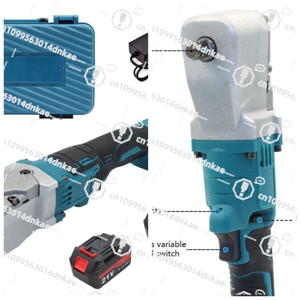 21V Electric Ratchet Wrench Rechargeable 90 Degree Angle Wrench Right Angle Corner Elbow Wrench 1/2 Inch