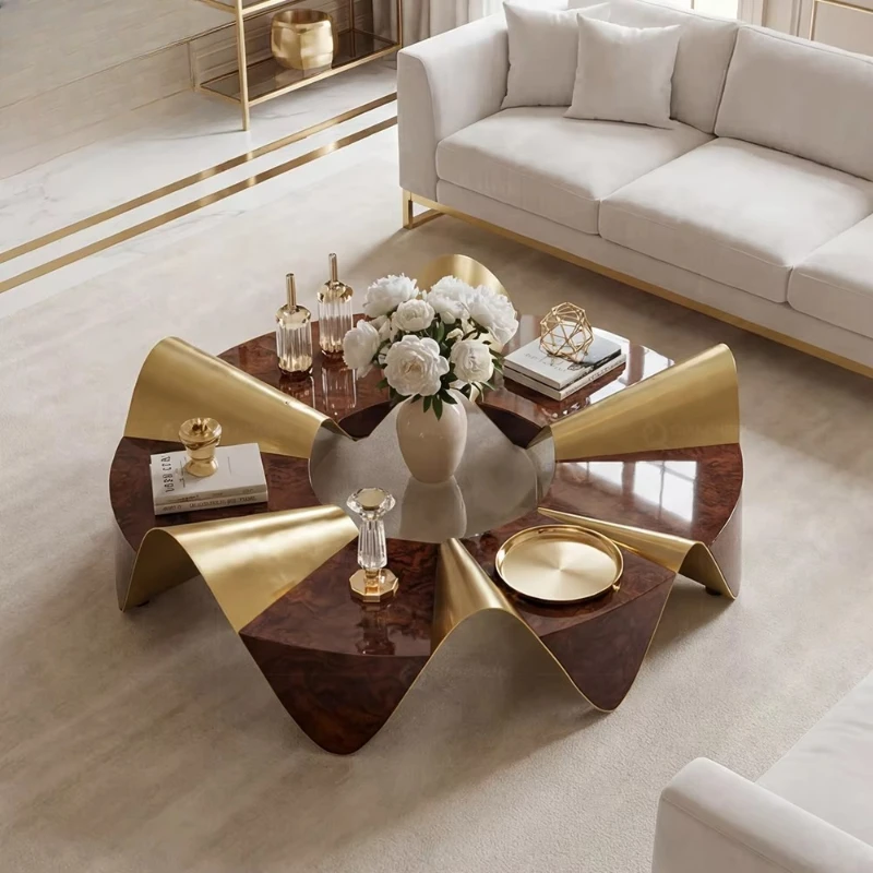 

Luxury living room coffee table creative stainless steel design modern villa apartment hotel furniture