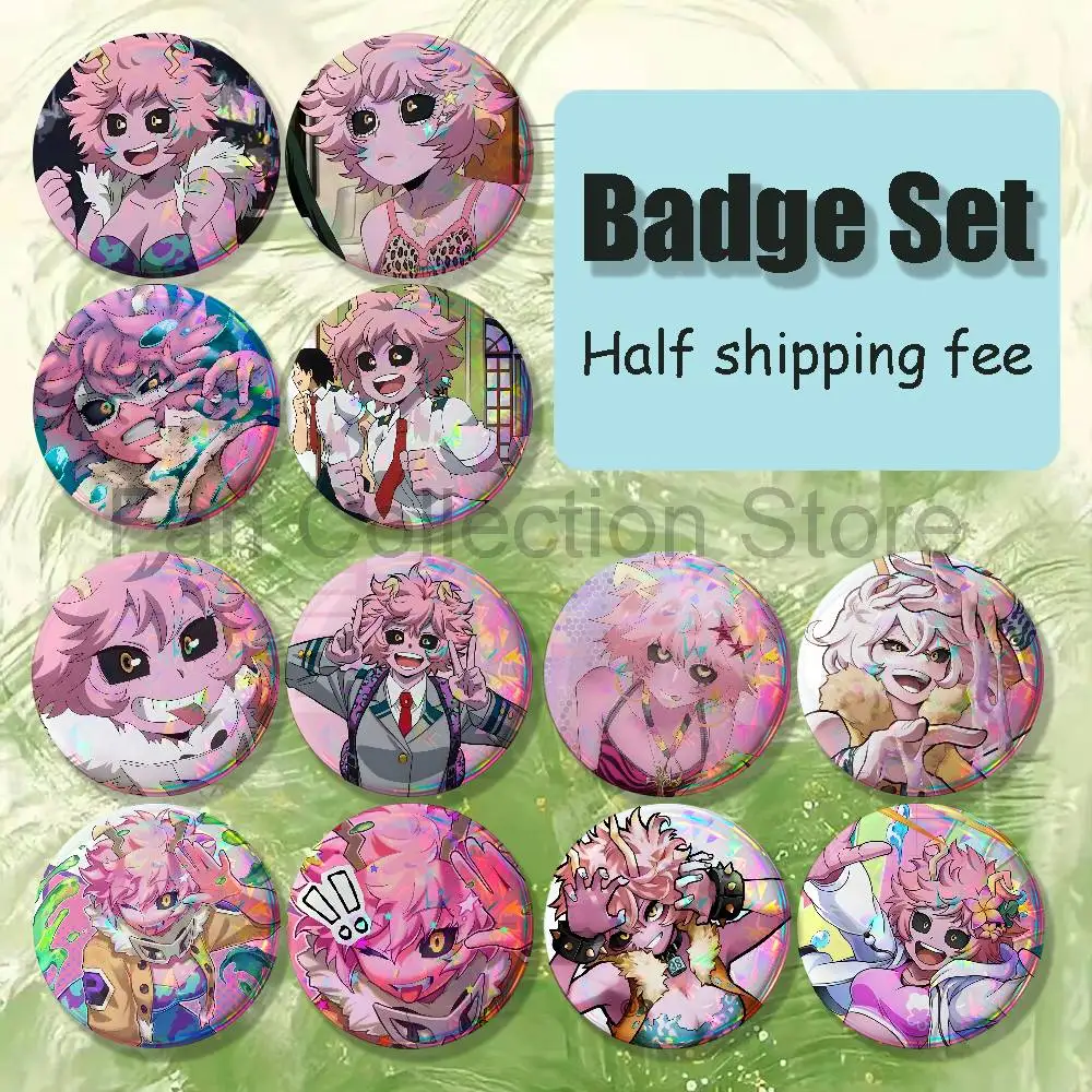 My H-Hero Mina Brooches for Backpack Accessories 25,32,44,58,75mm Round Enamel Pins 4-piece set Cartoon Anime Fan Merchandise