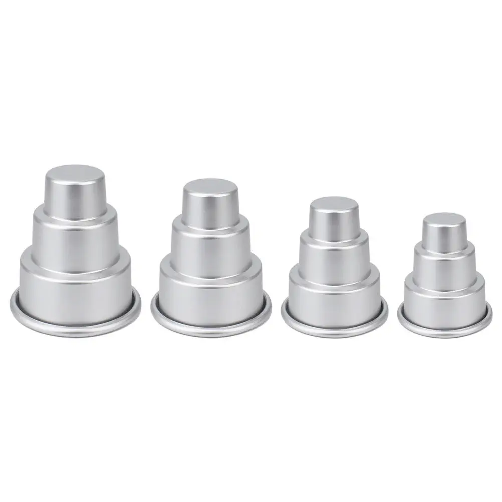 Mini 3-Tier Cake Molds Set – Aluminum Alloy Baking Molds for Cupcakes, Chocolate Pudding & Homemade Desserts