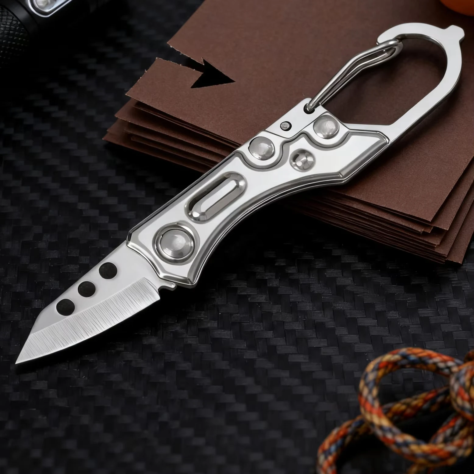 Mini Portable Folding Knife All Steel Material Keychain Accessories Outdoor Travel Camping Cutting Tool Holiday Gift Stationery