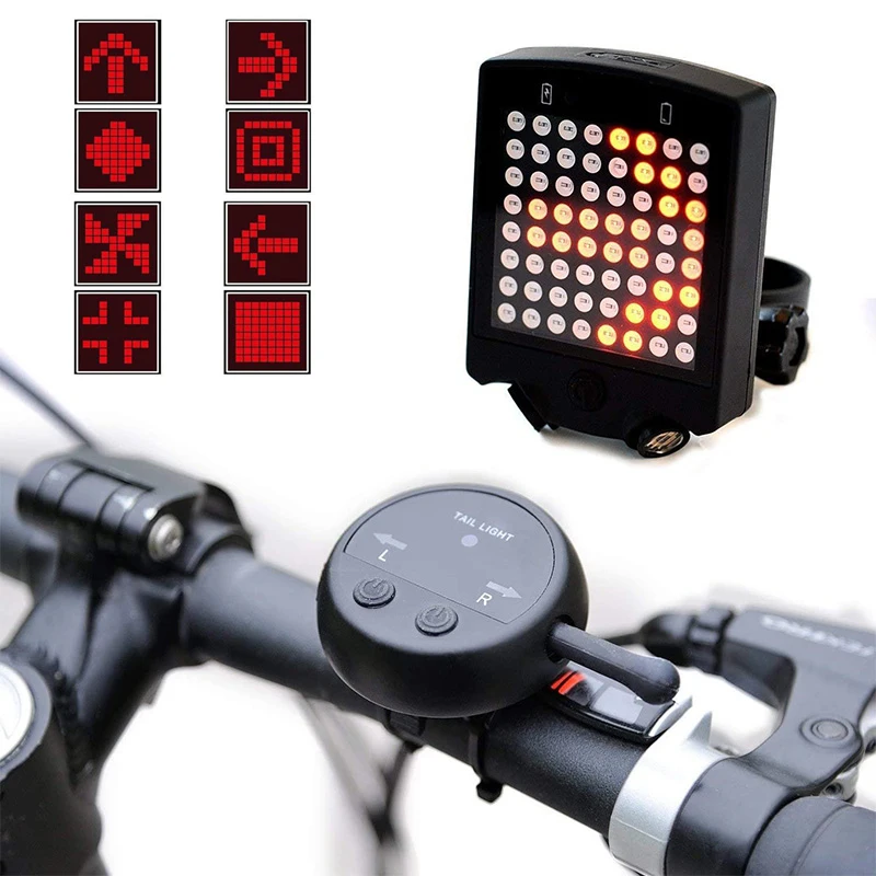 Bike Wireless Warning Tail Light Bike Turn Signal for Bicycle Tail Light Remote Bicycle Lights LED USB Rechargeable Bicycle Lamp